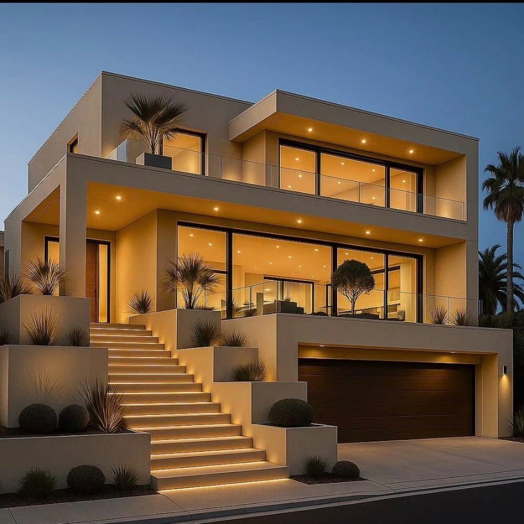 Hillside Villa at Dusk